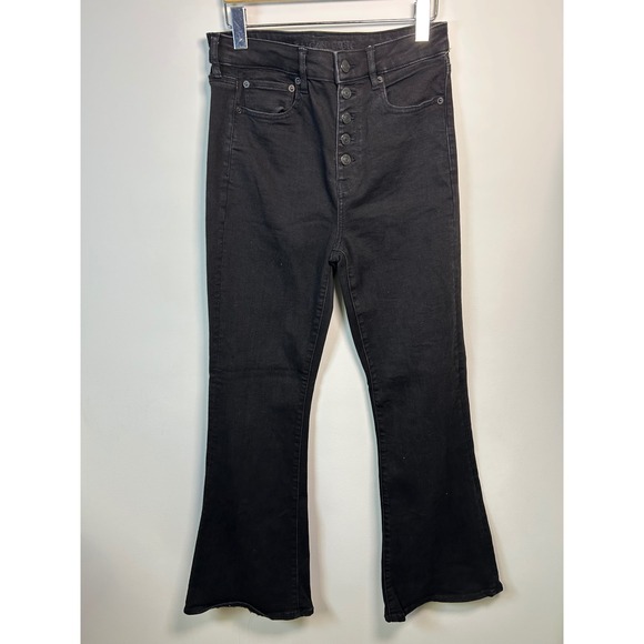 American Eagle Outfitters Denim - American Eagle Outfitters Womens Black High Rise Flare Button Fly Jeans Size 6